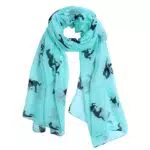 Voile Schal mit Pferd Muster - Blau