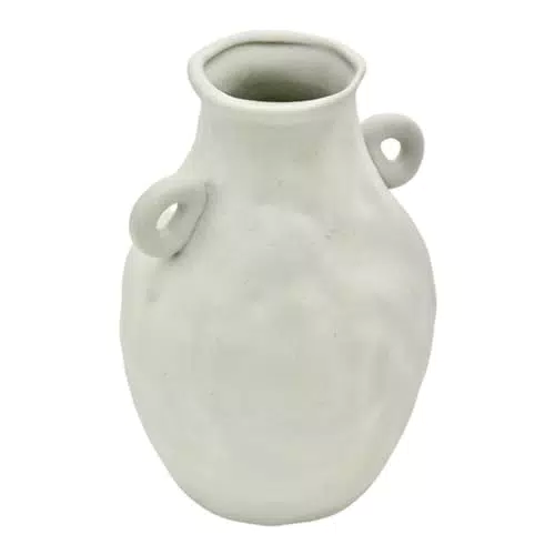 Handgemachte Vintage Vase aus Keramik - Deko für Wohnzimmer - Weiß