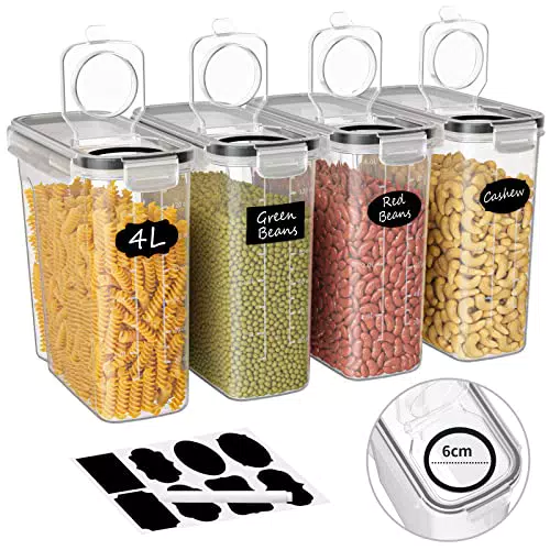 Vorratsdosen Luftdicht Set mit Deckel aus Plastik für Nudeln und Müsli