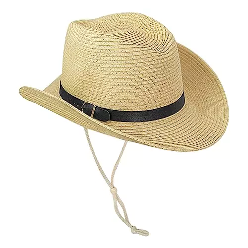 Strohhut Cowboyhut Unisex - Sommerhut Westernhut Panama Hut Faltbar Krempe - Xiuyer