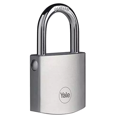 Yale Vorhängeschloss Y120B/40 - Hochsicher mit Chrom-Finish und Bügel aus Bor - 3 Schlüssel