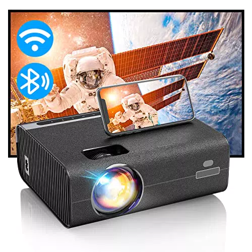 Beamer Bluetooth mit Leinwand, Full HD 1080P WiFi Projektor, 9000 Lumen LED Projektor, Kontrast 10000:1 - Ideal für Heimkino, iOS, Android, Laptop, TV Stick, PS5