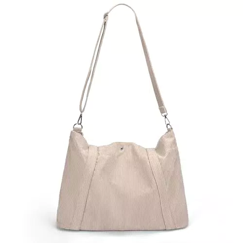 Umhängetasche Cord mit Reißverschluss für Damen - Praktische Tote Bag für Arbeit, Büro und Alltag