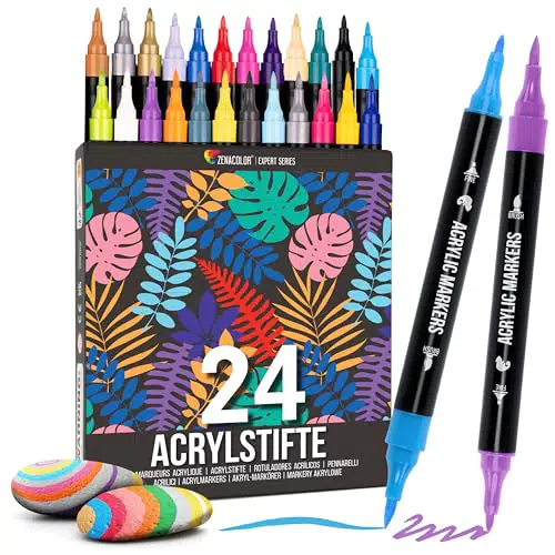 Zenacolor Acrylstifte für Steine mit Doppelspitze - Wasserfest und vielseitig einsetzbar