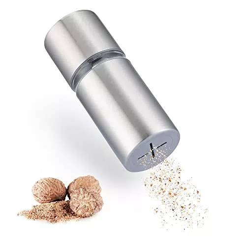 ZOLMER® Muskatmühle aus Edelstahl mit Vorratsbehälter - Extra scharfes Mahlwerk für feinstes Muskatpulver