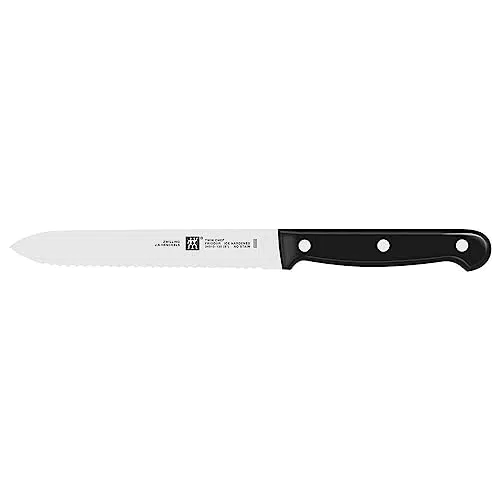 Zwilling Twin Chef Universalmesser mit Wellenschliff, 13 cm Klinge - Rostfreier Spezialstahl, Kunststoffgriff in Schwarz