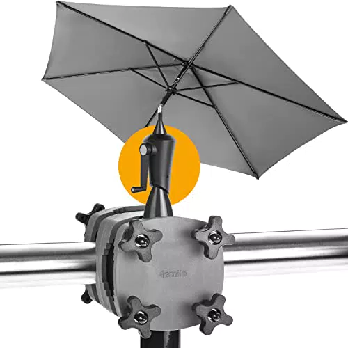 Sonnenschirm Balkon mit Sonnenschirmhalter für Balkongeländer - Premium-SET, Anthrazit - UV50+ Aluminium Sonnenschirm Ø 280 cm mit Kurbel