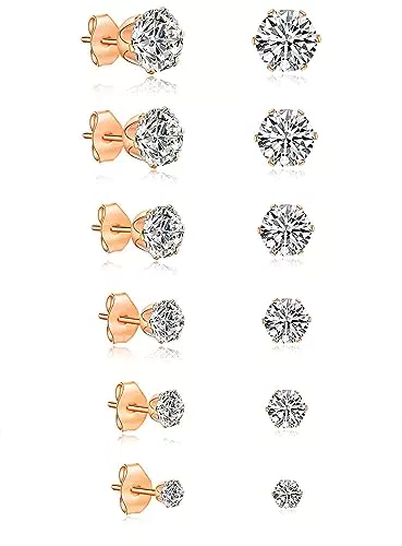 6Pairs Damen Männer Ohrringe Silber, Ohrstecker Silber