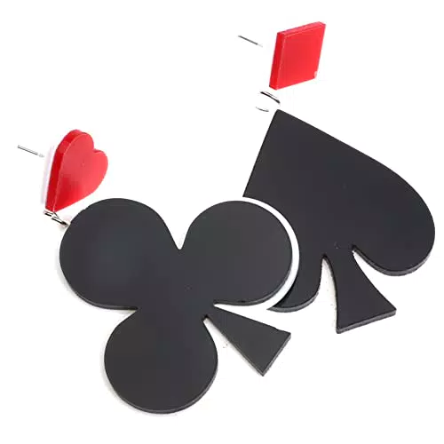 "Herz Acryl Ohrringe - Lustige Poker Karten Geometrischer Schmuck für Frauen"