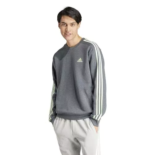 adidas Herren Essentials Fleece Sweatshirt mit 3 Streifen