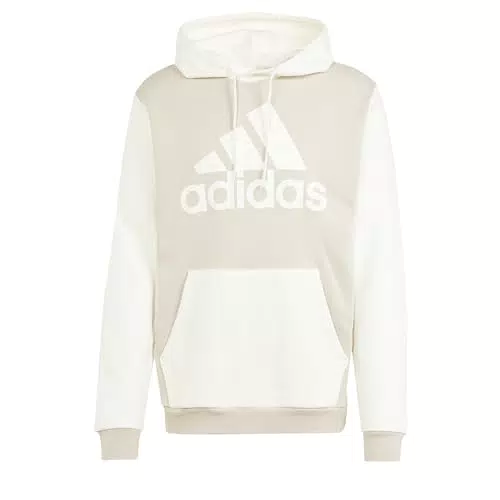 Adidas Herren Essentials Fleece Hoodie mit großem Logo, Schwarz/Grau