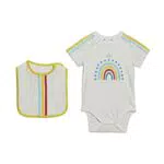 adidas Unisex Baby Gift Set Body mit lätzchen, White/Bliss Blue/Impact Yellow/Bold Orange