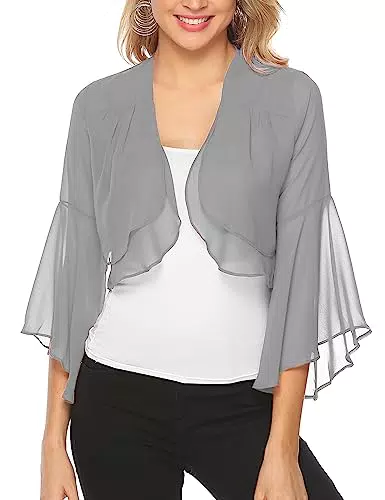 Damen Chiffon Bolero von Aottori - Eleganter 3/4-Ärmel Shrug für festliche Anlässe
