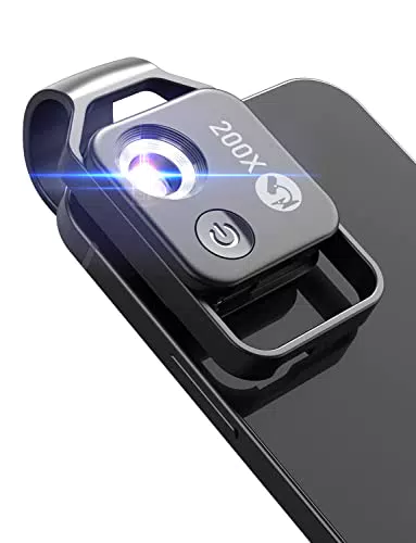 APEXEL Mini-Mikroskop für Smartphone-Kamera - Taschengröße - Handy-Mikroskop für Explore Micworld Digitales Mikroskop - iPhone 13 - Schwarz.