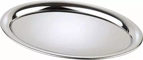 Serviertablett APS „Kaffeehaus“ aus Edelstahl, hochglanzpoliert, oval, 26,5 x 19 cm