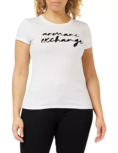Armani Exchange Damen Pima Cotton Logo T-Shirt - Weiß