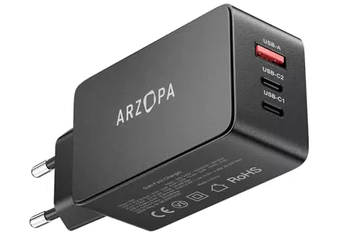 USB C Ladegerät 65W für MacBook, iPad, iPhone, Samsung Galaxy - Schnellladegerät mit 3 Ports