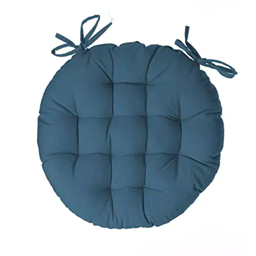 Sitzauflage aus Baumwolle - Runde Sitzkissen - Blau - Ø 38 cm