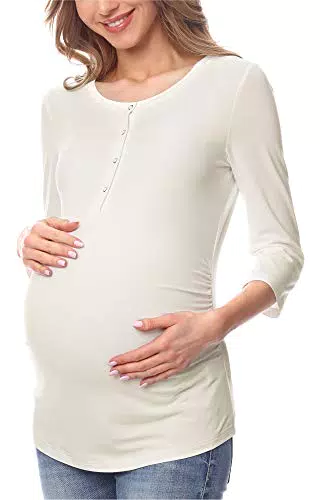 Be Mammy Damen Umstands Shirt Bluse mit Stillfunktion BE20-224