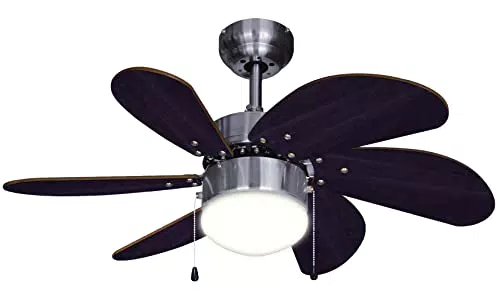 Bestron Deckenventilator mit Beleuchtung, 3 Geschwindigkeitsstufen, DC30BC