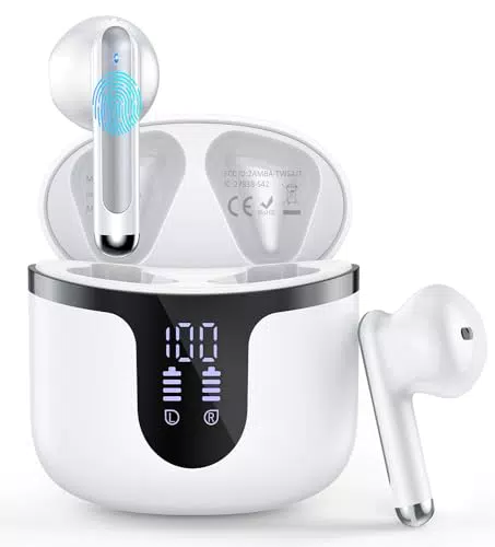 Kopfhörer Kabellos Bluetooth 5.3 In Ear mit LED-Anzeige - IP7 Wasserdicht - 40 Stunden Spielzeit - ENC Stereo Ohrhörer
