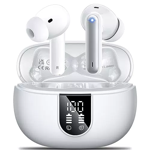 Kopfhörer Kabellos Bluetooth Sport In Ear LED Anzeige 42 Std Spielzeit mit 4 Mikrofon ENC Anruf Noise Cancelling HIFI Stereo IP7 Wasserdicht für iOS Android