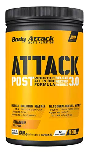 Body Attack Post Attack 3.0 - Post-Workout-Shake mit Maltodextrin, Creatin, Whey Protein Isolate und Glutamin