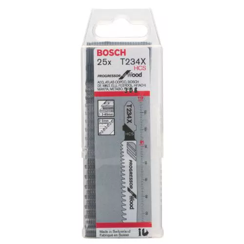 Bosch Stichsägeblatt T 234x für weiches Holz - gerader Schnitt, Professional Zubehör.