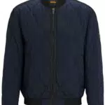 BOSS Herren Blouson aus gestepptem Material-Mix mit Metallic-Effekt und Logo-Aufnäher