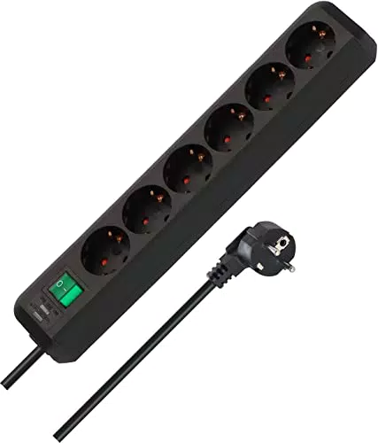Brennenstuhl Eco-Line, Steckdosenleiste 6-Fach schwarz