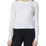 Calvin Klein Damen Langarmshirt mit Logo-Stickerei, Rundhalsausschnitt