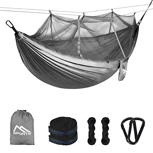 Premium Camping Hängematte Ultraleicht mit Moskitonetz und 250 kg Tragkraft