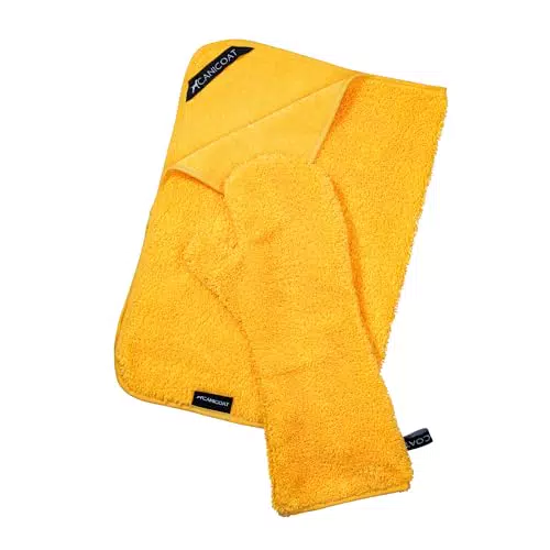 CANICOAT® Hundehandtuch mit Handschuh, Oeko-TEX® zertifiziert, saugstark und schnell trocknend