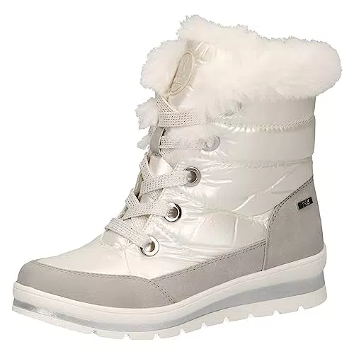 CAPRICE Damen Winterstiefel ohne Absatz Vegan - Weiß