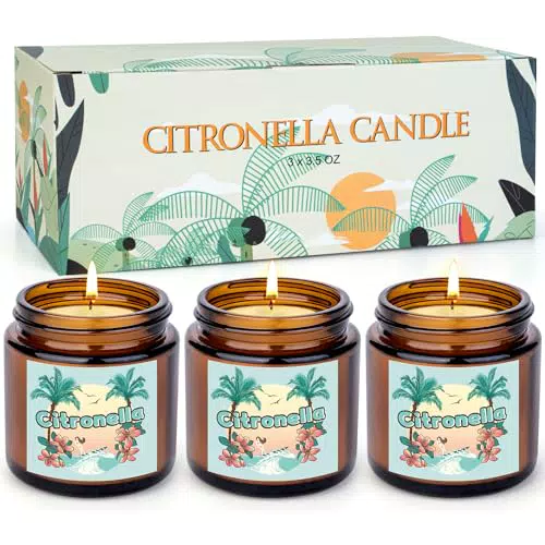 Citronella Kerze Outdoor im Glas – Sojawachs mit Zitronenöl für Garten und Camping