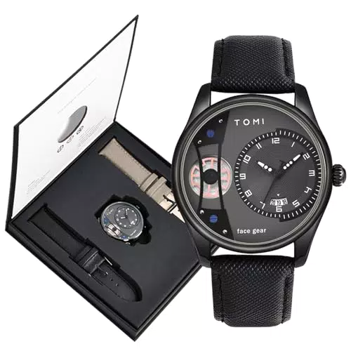 CIVO Herren Armbanduhr - Wasserdichtes Lederarmband & Datum - Quarz Analoguhr