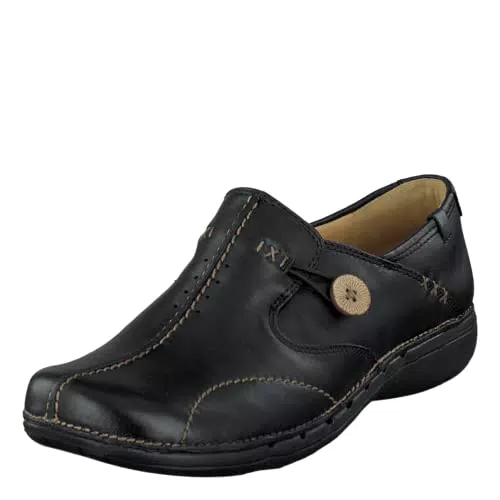 Clarks Damen Mokassin Un Loop - Schwarz Leder