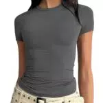 CMTOP Damen Basic Crop Top mit Rundhalsausschnitt - Casual Y2K Style
