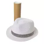 Stroh Trilby Hut mit UV-Schutz - Fedora Stil - Natur Strohhut - Strandhut - Unisex Sommerhut