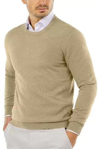 COOFANDY Herren Feinstrickpullover Rundhals Slim Fit Sweater Business Winterpullover