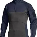 CQR Herren Combat-Shirt mit 1/4-Reißverschluss, langarm, camo Militär-Shirt