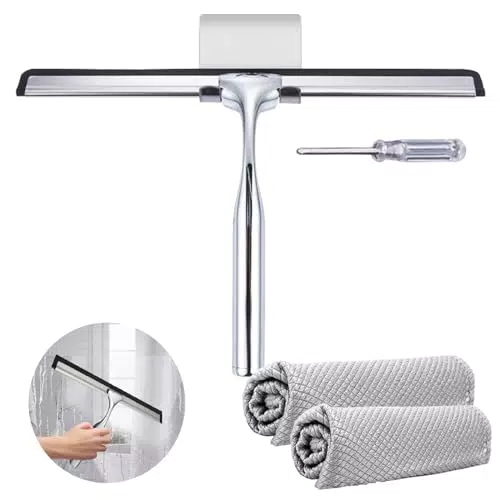 Duschabzieher Set aus Edelstahl mit Wandaufhänger - Ideal für Badezimmer und Küche