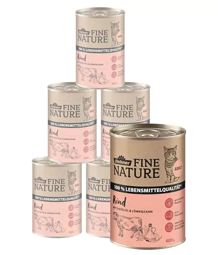 Dehner Fine Nature Katzenfutter Nassfutter getreidefrei für ausgewachsene Katzen Rind