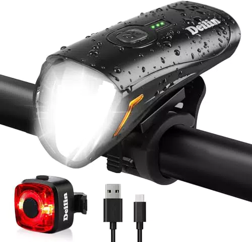 Fahrradlicht Set von Deilin: LED Fahrradbeleuchtung USB Aufladbar, 70 Lux, IPX5 Wasserdicht