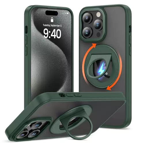Schutzhülle für iPhone 15 Pro Max - Stoßfest & Kratzfest - Ganzkörperschutz - Seidig-weiches Material - Magsafe - Grün