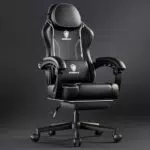 Dowinx Gaming Stuhl Racing Gamer Stuhl mit Lendenwirbelstütze, Ergonomischer Bürostuhl aus PU Leder