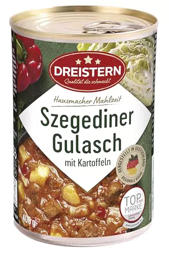 DREISTERN Szegediner Gulasch mit Kartoffeln und Sauerkraut in Konservendose