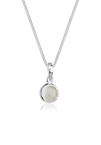 Elli Damen Halskette mit Mondstein-Anhänger aus 925 Sterling Silber