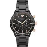 Emporio Armani Herrenuhr Chronograph - Schwarzes Keramikgehäuse mit Keramikarmband
