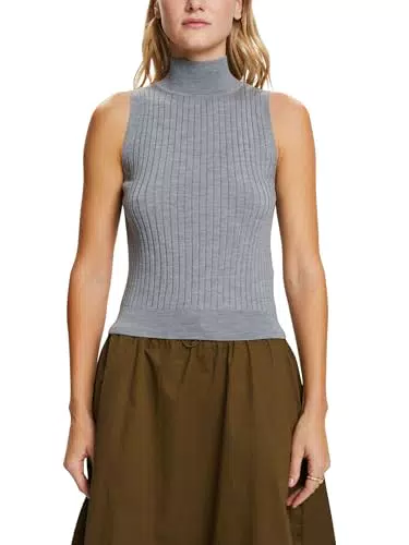 "ESPRIT Ärmelloser Pullover aus Merinowolle"